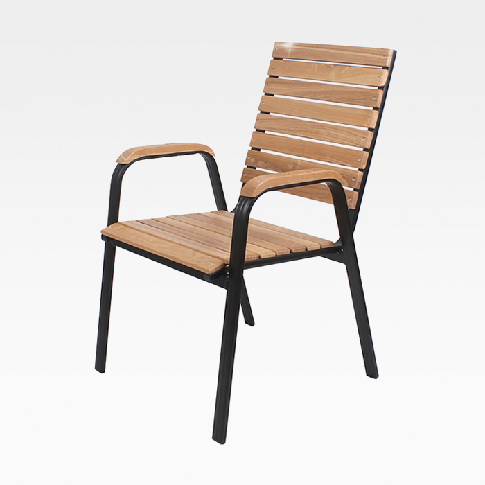 CHU-1421 철재 의자&테이블 세트 (1인) 목재방석