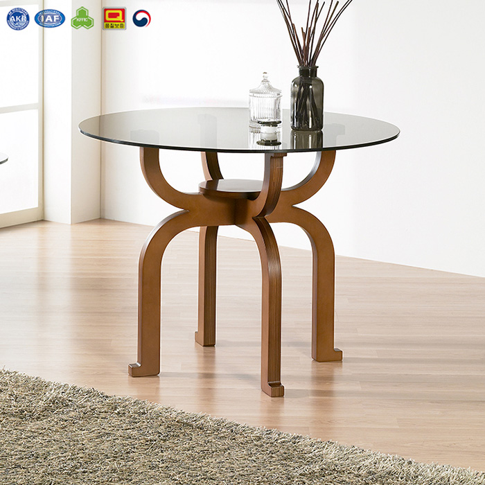ODT-5012 크라운 유리 테이블 (월넛/오크천연무늬목)